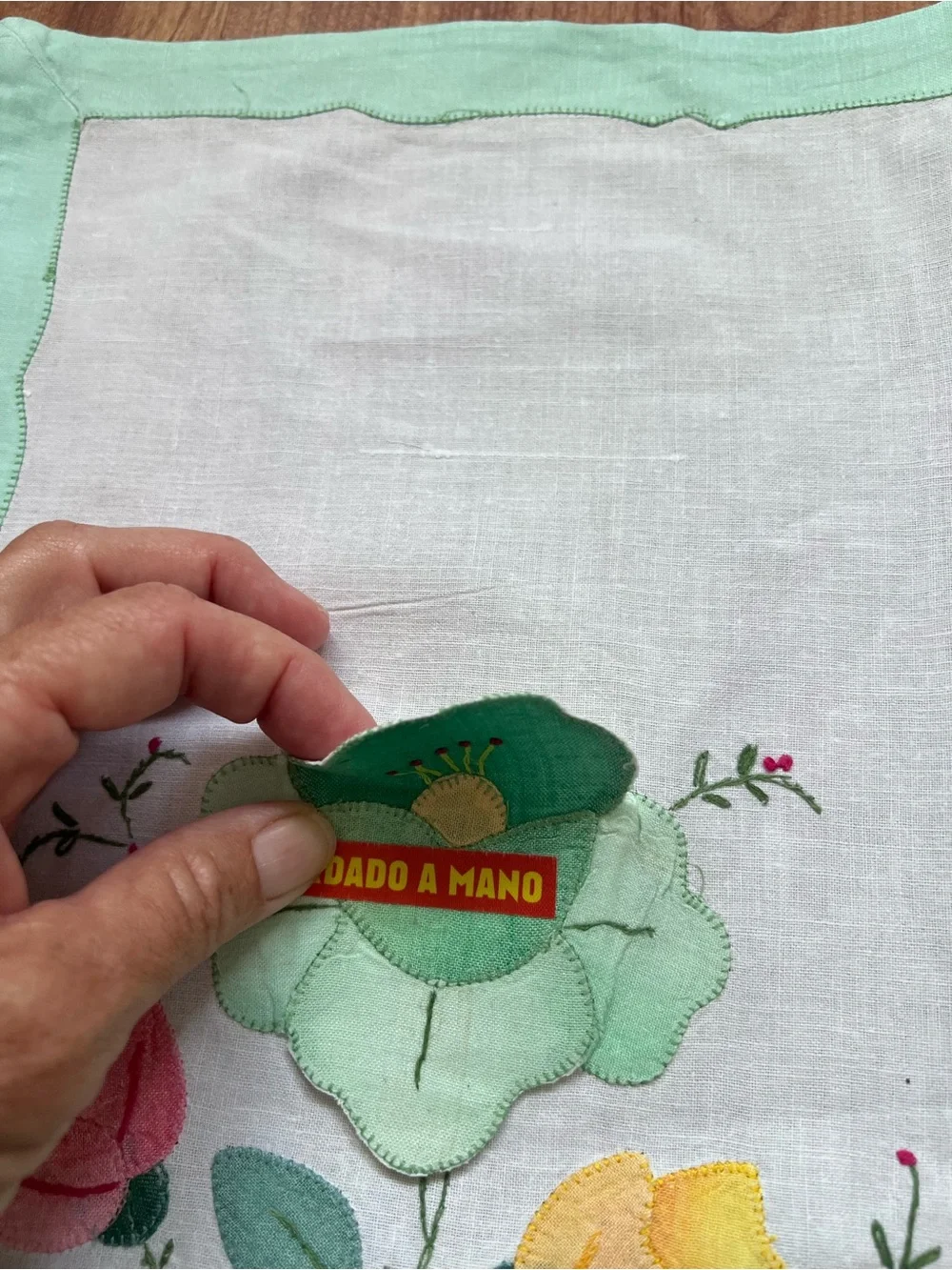 Vintage Mid-Century Hand Embroidered Placemats & Napkins (4) Madrid Spain NOS
